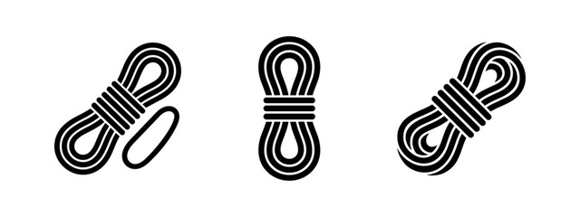 Coiled climbing and utility rope icon set. © Lili