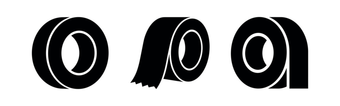 Versatile adhesive tape rolls icon set.