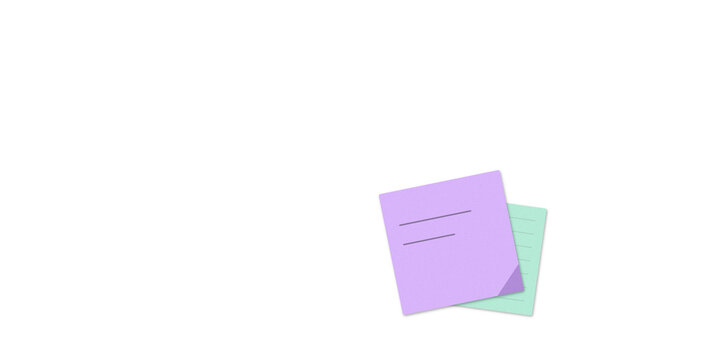 Colorful sticky notes with handwritten text on white background
