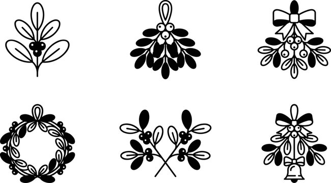 Set of mistletoe icons