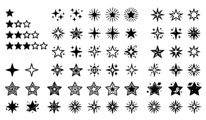 Fototapeta premium Decorative sparkle star collection with premium favorite celestial glitter and glowing vector icon illustrations