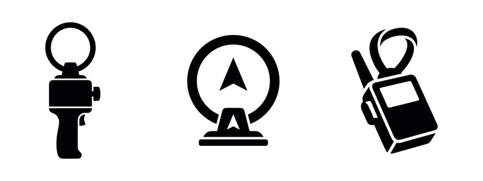 Metal Detector and Security Scanner Icon Set