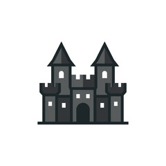 Obraz premium Dark fortress icon with two towers and arched gate