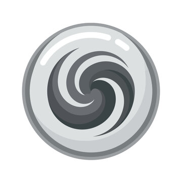 Abstract grey and white marble spiral orb graphic.