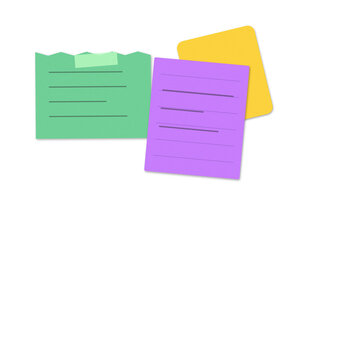 Colorful sticky notes with lists and doodles
