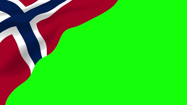 Waving Norway flag in the upper corner on green screen chroma key. Perfect for video editing, news, travel, sports, business, and education.