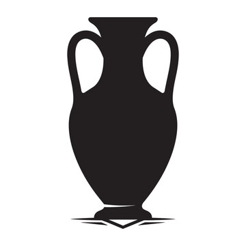 Black and white vector silhouette of a single amphora