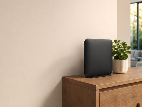 Premium home WiFi router with warm copy space