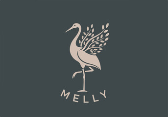 Obraz premium Elegant Crane Bird Logo Design