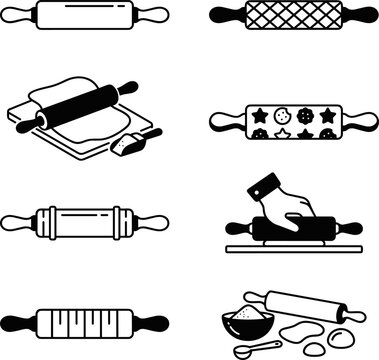 Set of rolling pins for baking