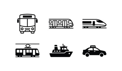 Set of simple public transport and travel icons © Paresh
