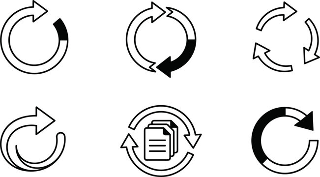 Set of refresh and reload circular arrow icons