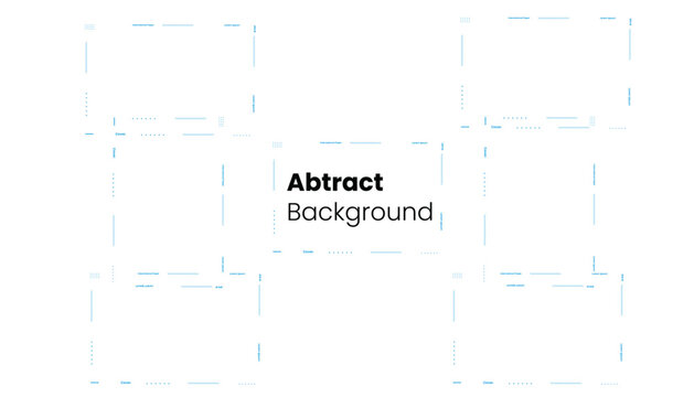  abstract background with blue dashed line rectangles, geometric tech pattern vector, clean white corporate backdrop for presentation