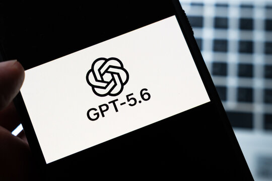 Warsaw, Poland - July 26, 2026: GPT-5.6 logo displayed on smartphone screen held in hand against dark background, showing OpenAI branding and AI model version
