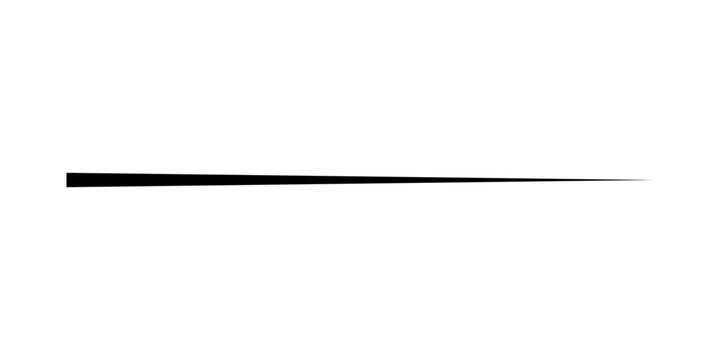 Minimalist black brush stroke vector element with a sharp fading taper for graphic design use