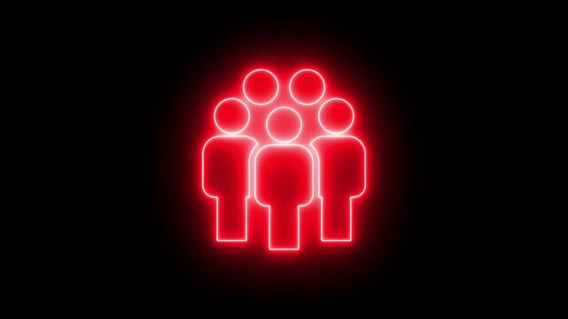 Glowing red neon group animation representing teamwork and community connection symbol