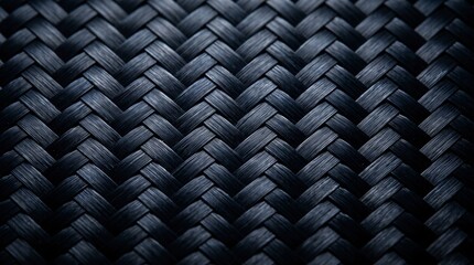 Naklejka premium Woven Black Carbon Fiber Texture Pattern Background for Elegant Modern Product Design Presentations