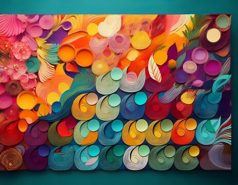 vibrant colorful mood board inspiration for interior design fashion webpages etc post processed generative ai digital art