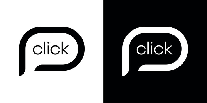 click here sign on white background