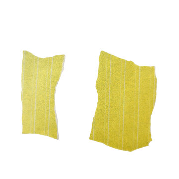 Two yellow knitted ribbed fabric panels displayed side by side