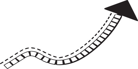 Fototapeta premium Wavy arrow path with ladder steps ascending towards success during a bright day