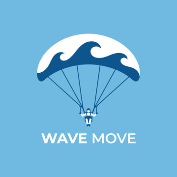 Wave Move Parachute Jumping Graphic Design Concept For Extreme Sports And Adventure