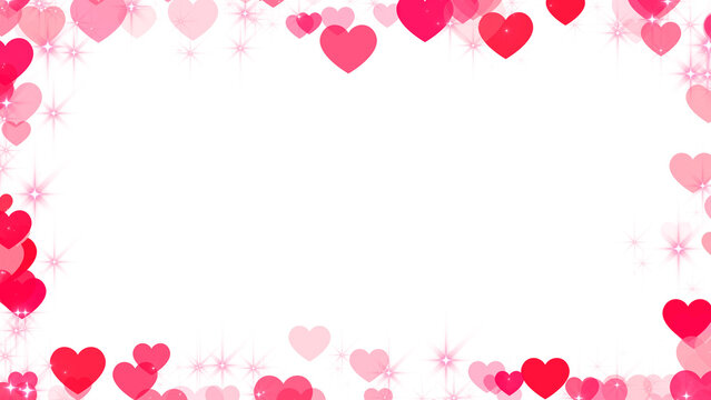 valentines day hearts and glitter stars border frame on transparent background,png valentine and anniversary celebration romantic isolated design element