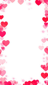 valentines day hearts and glitter stars border frame on transparent background,png valentine and anniversary celebration romantic isolated vertical social media design element