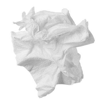 crumpled Paper Napkin isolated, full depth of field