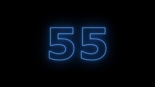 "A futuristic neon countdown timer displaying numbers from 60 down to 0 in the center of a dark background.4K UHD, no text, no logo, no watermark."