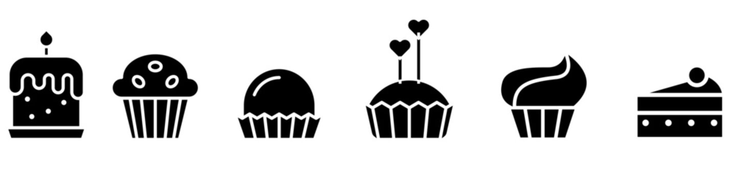 Pastry icon vector set. Sweet dessert illustration sign collection. Cake symbol. Bakery logo or mark.