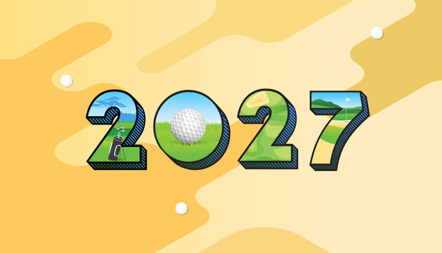 Vector Happy New Year 2027  text design with golf concept .