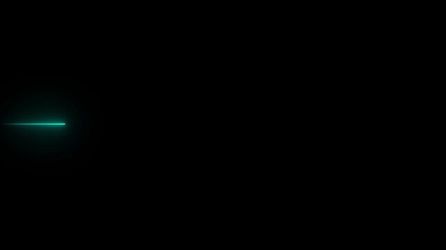Neon cyan pulse line animation on black background, minimalist abstract glowing light wave for tech interface and hud4k Stock  video. 