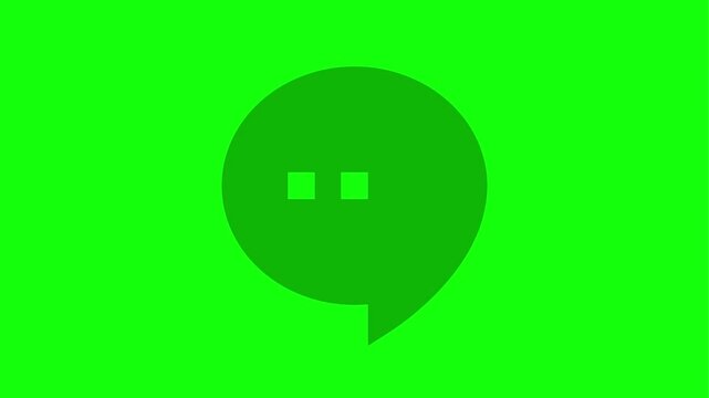 Black speech bubble icon on green screen. Chat message symbol for chroma key editing.