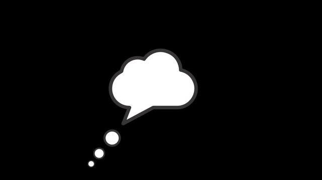 Animated thought bubble with pulsing effect on black background