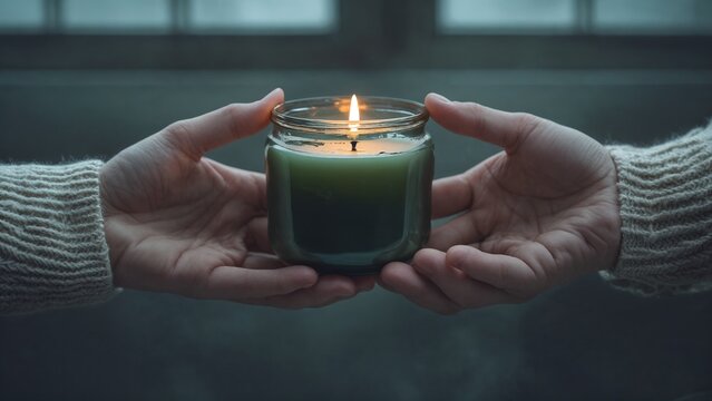 Candle Being Shared Between Hands Symbolising Warmth and Kindness