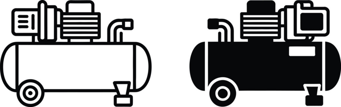 Industrial air compressor icon set vector illustration