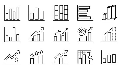 Obraz premium Set of hand drawn business icons featuring a bio graph and various financial data charts for analytical reporting