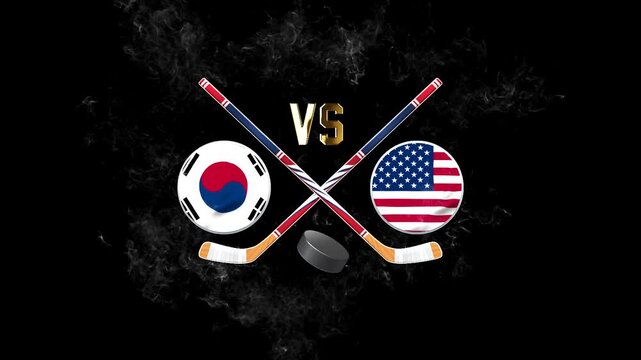 South Korea vs USA Ice Hockey Match Sports Background