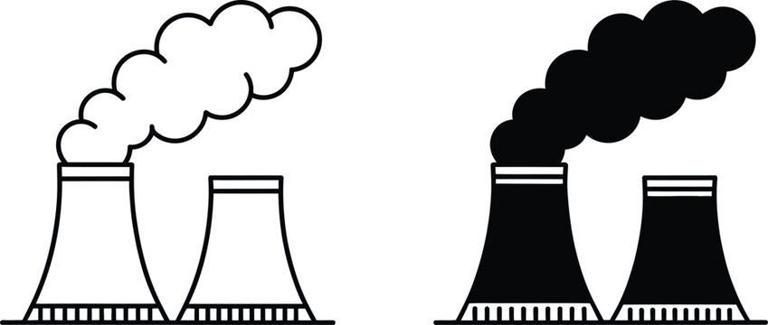 Industrial factory cooling towers vector illustration