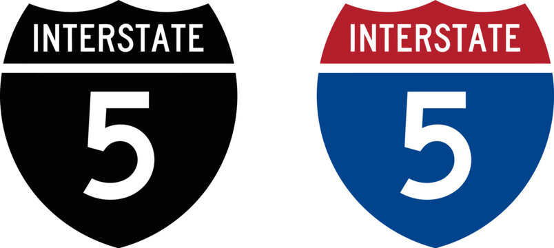 Interstate 5 highway road sign