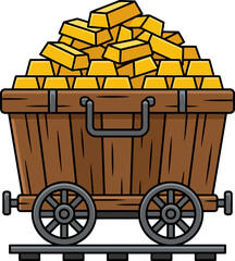 Mine cart filled with stack of gold bars © Safwan Creatives