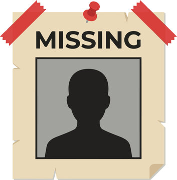 Missing person poster with silhouette icon