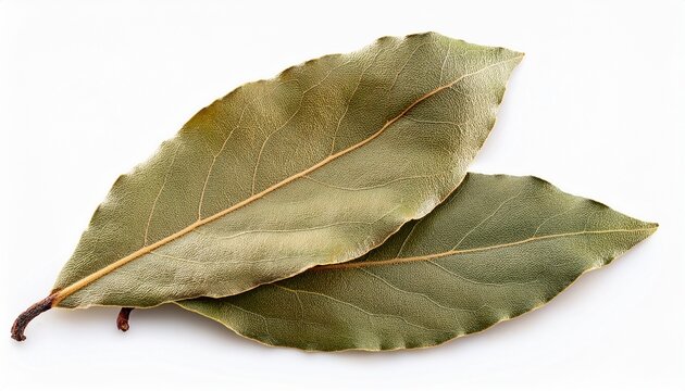 aromatic bay leaves whole and dried on a white backdrop essential for culinary uses and natural medicine