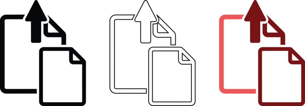 Upload file icon symbol for data transfer and document sharing cloud storage service.