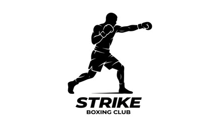 Obraz premium Silhouette of a boxer throwing a punch in action pose