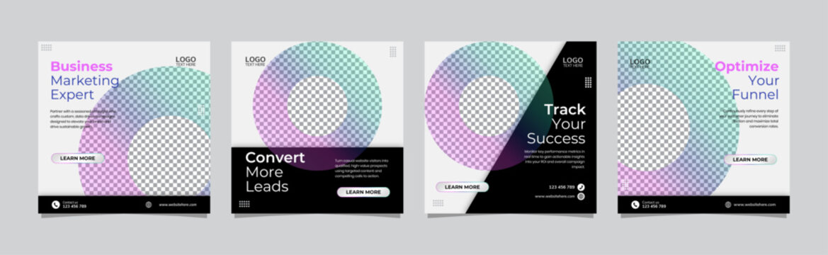 Modern Business Marketing Social Media Carousel Post Template Pack, Editable AI file