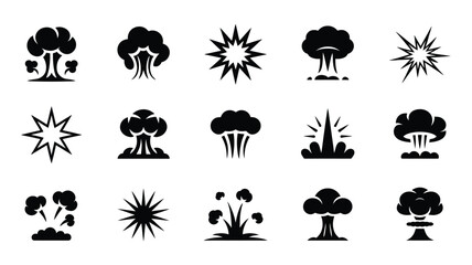 Comic smoke burst vector icon collection, explosive blast clouds, cartoon impact effects and dynamic action symbols for games, comics and animation. © Gary D. Marlow