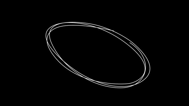 Hand-drawn scribble circle animation loop on transparent background, doodle, 4k motion video animated.