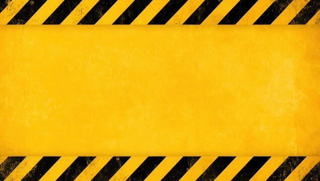 Warning sign with yellow background and black stripes